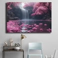thumbnail image 4 of Mudket Cherry Blossom Waterfall Lake Canvas Wall Art, Floral Nature Wall Decor, Framed Ready to Hang Artwork for Living Room Bedroom Office - 12"L x 8"W, 4 of 10