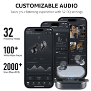 TOZO T10 Earbuds Wireless Bluetooth Headphones, 55H, Stereo Bass, App Customize 32 EQ, Wireless Charge, IPX8 Waterproof, 100+ White Noise Tracks, Ergonomic Design, Blue