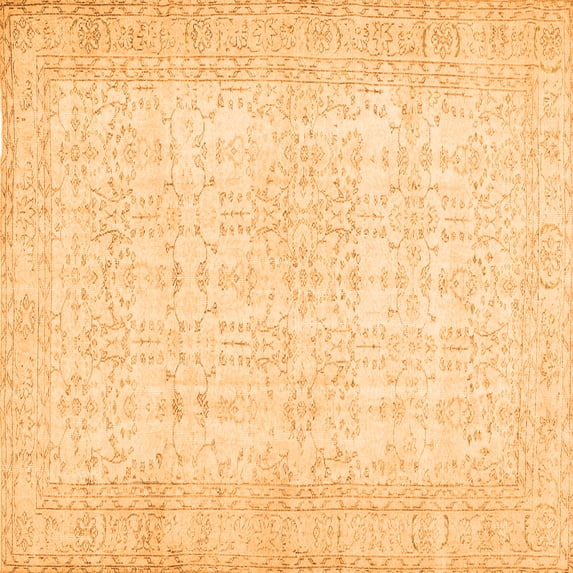 Ahgly Company Indoor Square Abstract Orange Contemporary Area Rugs, 7' Square