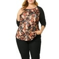 thumbnail image 5 of Unique Bargains Women's Plus Size Top Long Sleeve Relaxed Fit T-Shirt Blouse 1X Orange Red, 5 of 7