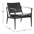 thumbnail image 3 of SAFAVIEH Couture Dilan Modern Leather Solid Safari Chair, Black, 3 of 12