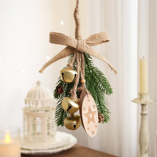 Campanas Navideñas Pequeñas, Cordeles, Lazos, Piñas, Ramas de Pino, Rodajas de Madera, Adornos para Árbol de Navidad, Decoración, Escena, Suministros para Montar.