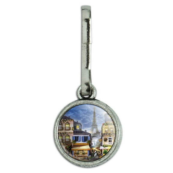 Old Paris France Eiffel Tower Antiqued Charm Clothes Purse Suitcase Backpack Zipper Pull Aid