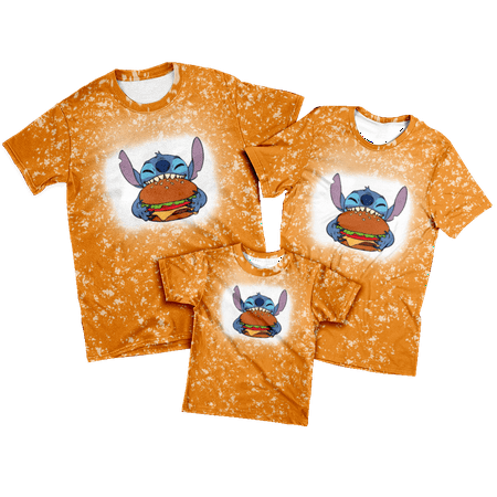 

Family Matching Cartoon T-Shirt Lilo & Stitch Printed Regular Fit Casual Short Sleeve Crew Neck Fashion Street T Shirt for Adult Kids