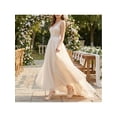thumbnail image 6 of BLISSFUL STEP Women's Shoes Open Toe Ankle Strap Rhinestone Mesh Kitten Heel Sandals Champagne 6.5, 6 of 7
