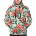 thumbnail image 4 of Hoodies for Men - Green White Leaves Rose Flowers Long Sleeve Comfrt Men'S Fashion Hoodies & Sweatshirts, Sweatshirts for Men Hoodies Pullover Clothing Clothes with Pouch, 4 of 7