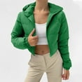 thumbnail image 4 of Uooqdmx Cropped Jacket Winter Coats for Women Short Simple Solid Color Hooded Stuffed Cotton Jacket Wear Trench Coat Women Green 1 S, 4 of 8