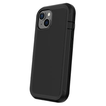 onn. Rugged Phone Case with Holster for iPhone 16e / iPhone 15 / iPhone 14 / iPhone 13 - Black