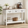 thumbnail image 5 of SPANSPACE Farmhouse Console Table with 3 Drawer, 47'' Entryway Table with Open Storage Shelf, Narrow Long Sofa Table for Living Room, Hallway, Behind Soft, Couch , White, 5 of 10