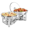 thumbnail image 1 of ROVSUN Ensemble de Buffets à Réchaud 5 Qt 2 Pack, Réchauds Ronds en Acier Inoxydable NSF pour Traiteur, Ensemble de Serveurs de Buffet et Réchauffeurs avec Couvercle en Verre et Support de Couvercle, Cadre de Support Épais pour Mariage Fête Banquet Événement, 1 of 4