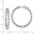 thumbnail image 2 of Solid 925 Sterling Silver CZ Cubic Zirconia Inside-Out Hinged Hoop Earrings - 33mm x 34mm, 2 of 3