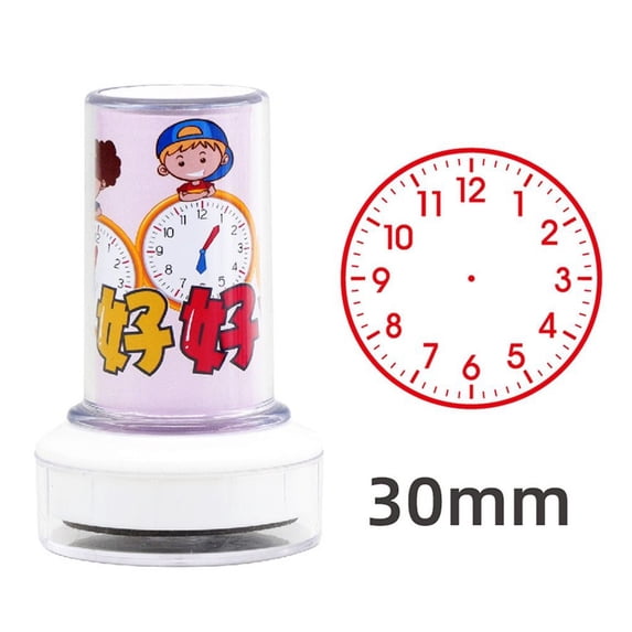 School Supplies Teaching Seal Teaching Aids Stamps Clock Dial Learning Recognition Student Teaching Tools Clock Stamp RED A