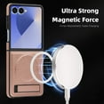 thumbnail image 2 of Magnetic for Samsung Galaxy Z Flip 7 PU Leather Case, Compatible with Magsafe, Built-in Invisible Stand, Premium Ultra Slim Adjustable Kickstand Protective Phone Case for Galaxy Z Flip 7, Rosegold, 2 of 9