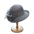 thumbnail image 2 of rygai Sun Hat Breathable Big Brim Flower Stitching Adjustable Trendy Dress Up Soft Rolling Edge Net Yarn Women Hat Summer Accessories,Grey, 2 of 8