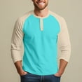 thumbnail image 6 of Hearthz Men's 3/4 Sleeve Baseball Raglan T-Shirts Summer Henley Shirts for Men Casual Cotton Sport Athletic Jersey Tee Tops ,Turquoise S, 6 of 7