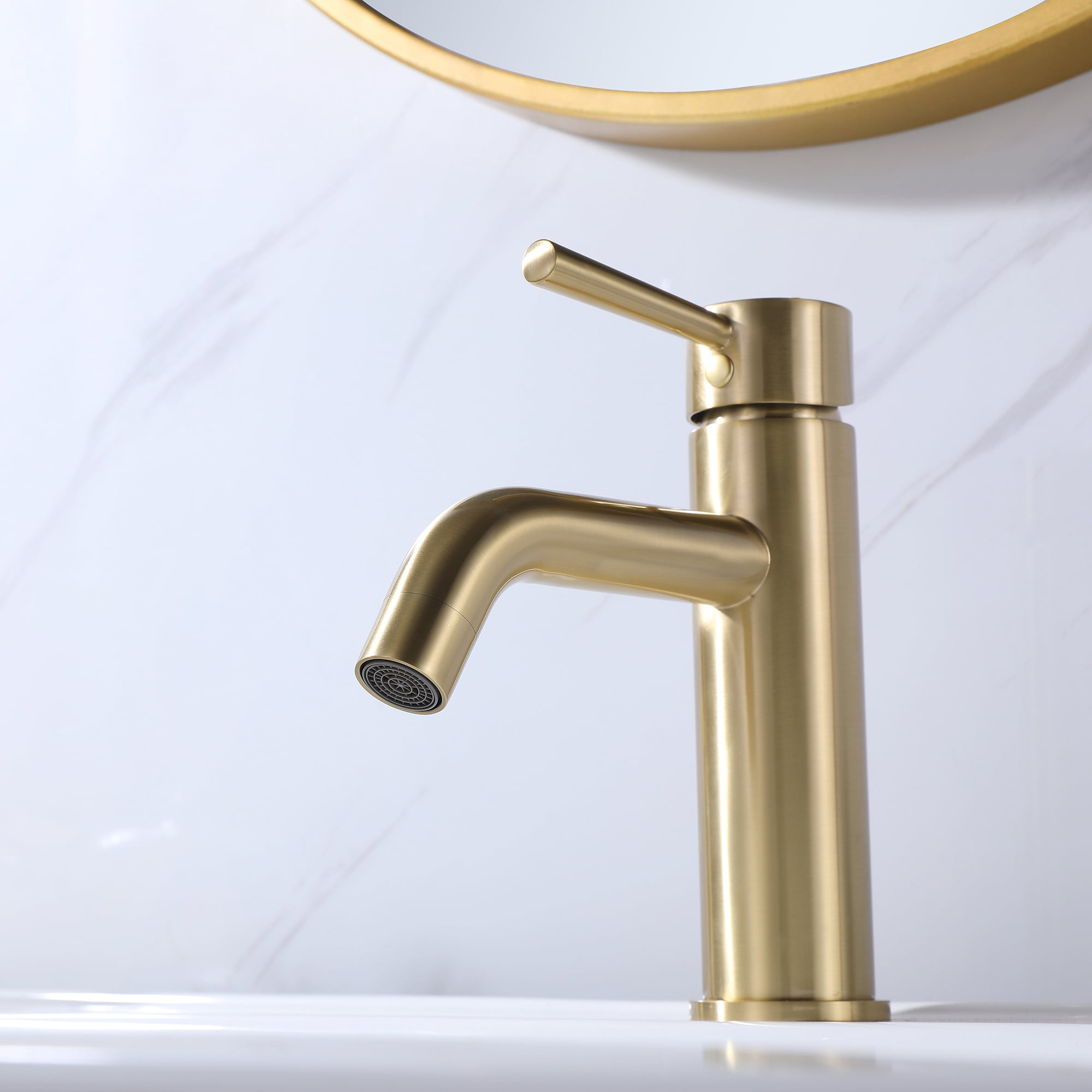 Single Hole Bathroom Sink Faucet, Lever Handle Solid Brass Basin Faucet