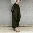 thumbnail image 4 of Cargo Pants Women Low Waist Loose Casual Baggy Wide Leg Sweatpants Drawstring Hippie Jogger Trousers Streetwear, 4 of 7