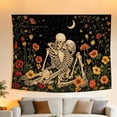 thumbnail image 5 of FLASHLUMI Skeleton Lovers Tapestry 40"×30" Floral Moon Star Wall Hanging for Bedroom Living Room Dorm Aesthetic Decor, 5 of 8