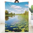 thumbnail image 2 of PRATYUS Lily Pads Durable Soft Flannel Blanket for All Seasons 50x60in, 2 of 7