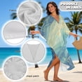 thumbnail image 4 of XYZCANDO Kaftan Dresses for Women V Neck Beach Cover Ups Caftan Beach Dresses for Swimwear Plus Size Lounge Maxi Dress Swimsuit Coverup Blue Marble Hawaiian Robe Summer Casual Dress, 4 of 7