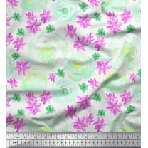 Soimoi Purple Japan Crepe Satin Fabric Floral Print Sewing Fabric BTY 42 Inch Wide