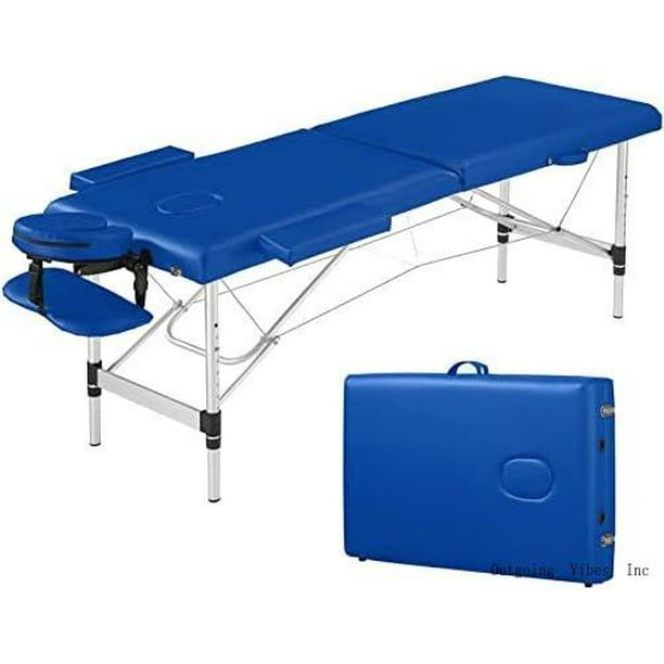 Portable Folding Massage Table, 2 Sections Reclining Spa Bed, Aluminum