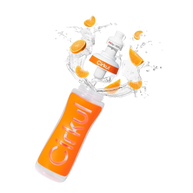 Botella Deportiva para Beber con Empuñadura Naranja Cirkul 650 ml con Tapa Deportiva
