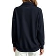 thumbnail image 3 of Sweatshirt for Women Basic Long Sleeve Sweatshirts Casual Fleece Button Henley Neck Pullover Navy S, 3 of 5