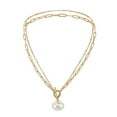 thumbnail image 2 of FcBaudy Collier pour Femmes, Bijoux pour Femmes, Bijoux pour Femmes en Acier Inoxydable Perle Ronde Collier Étoile Personnalité Belle Élégante Dame Collier Clavicule en Acier Titane Collier Clavicule, 2 of 6
