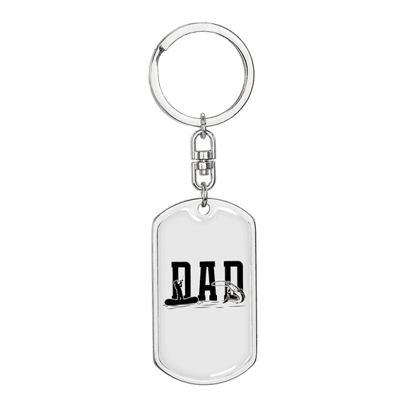 Dad Fishing Stainless Steel or 18k Gold Premium Swivel Dog Tag Keychain