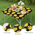 thumbnail image 4 of Yellow Lemon Fruit Dots Black Pattern Square Fitted Tablecloth with Elastic Edge,Square Table Cover,Washable Elastic Table Cover for Home Kitchen Party Decor 36"x36", 4 of 6
