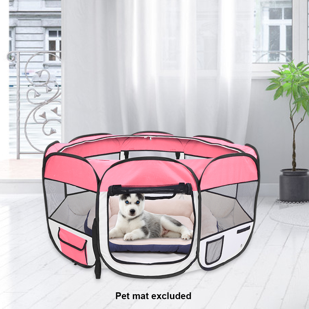 Veryke 36" Portable Pet Playpens, Pet Fence Panels for Dogs, Portable Foldable 600D Oxford Cloth & Mesh Dog Playpen for Puppies, Pet Exercise and Playpen, Pink Veryke 36" Portable Pet Playpens, Pet Fence Panels for Dogs, Portable Foldable 600D Oxford Cloth & Mesh Dog Playpen for Puppies, Pet Exercise and Playpen, Pink