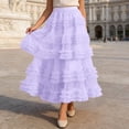 thumbnail image 2 of Arlun Lace Layered Skirt for High Waist Flared A Line Loose Fit Elegant Party Casual Wear Lightweight Cozy Mesh Ruffles Tiered Flowy Maxi Tutu Skirts Purple One Size, 2 of 5