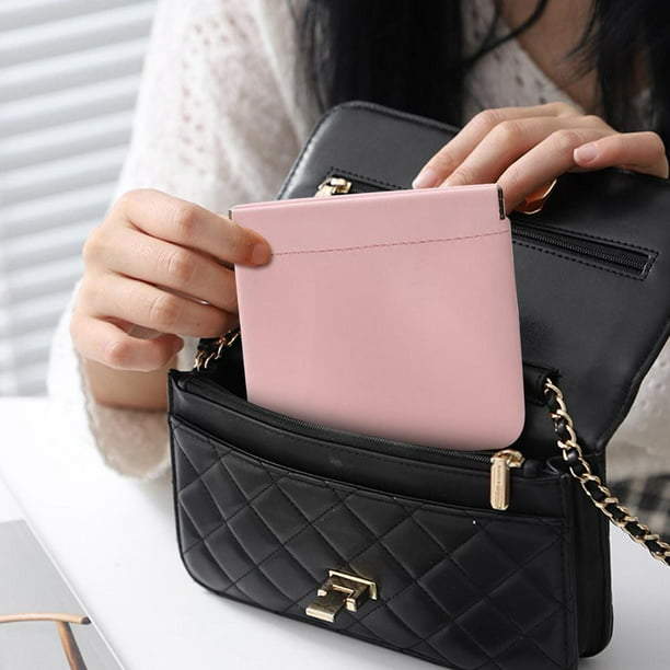 Bolso Mini neceser de cuero para cosméticos, neceser de maquillaje para almacenamiento diario de viaje (rosa)