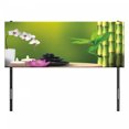 thumbnail image 3 of Spa Headboard, Bamboo Flower Stone Wax on the Table Orchid Rock Healthy Lifestyle Theme, Upholstered Decorative Metal Bed Headboard with Memory Foam, Full Size, Fern Green Fuchsia White, by Ambesonne, 3 of 4