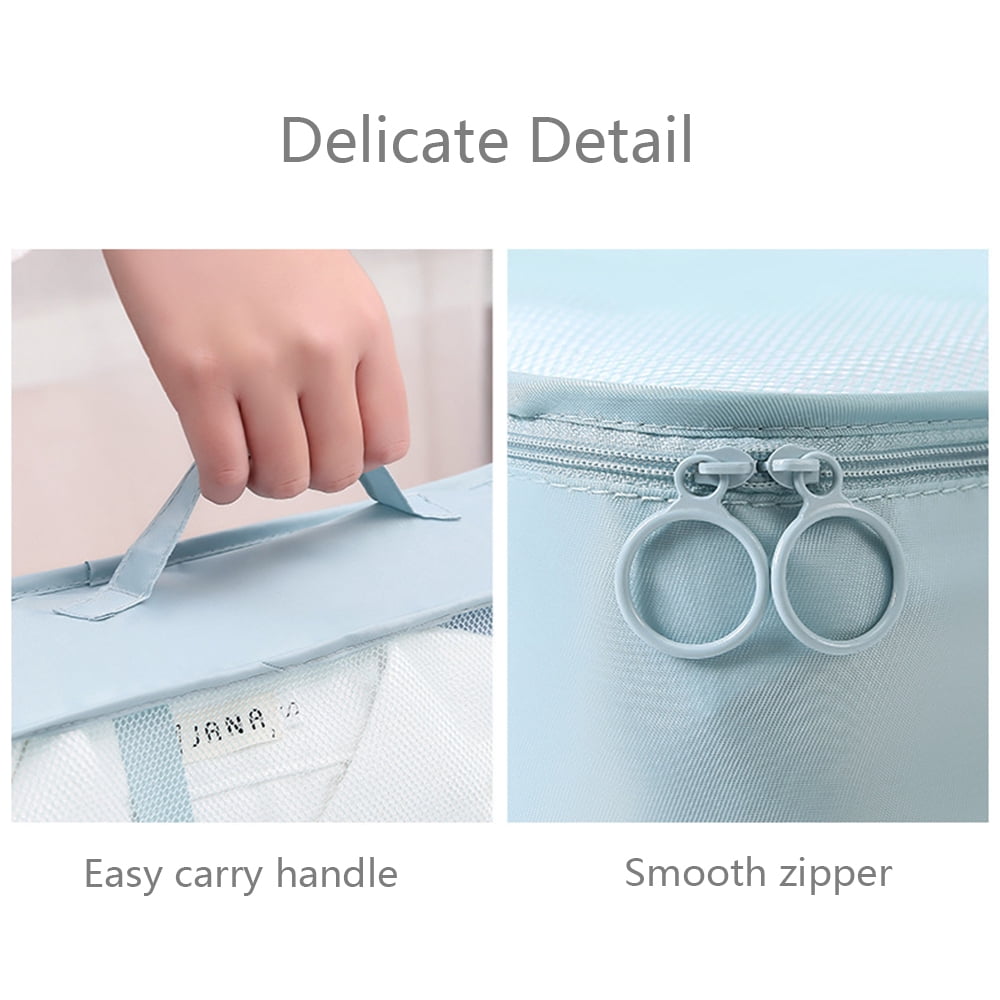 Goaxuzt Packing Cubes For Suitcases 7 Pcs Foldable Luggage Bag Travel Suitcase Organizer Compression Bag, Blue