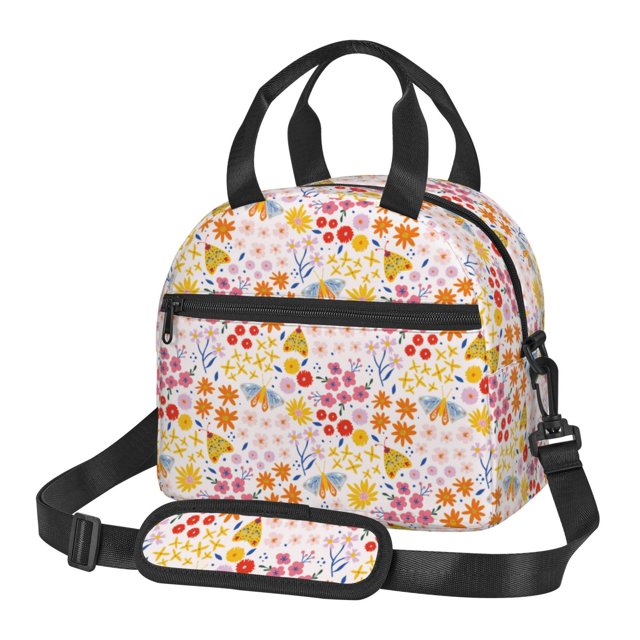 Disketp Colorful Floral Lonchera Térmica para Mujer y Hombre, Bolsa de Almuerzo Reutilizable e Impermeable para Trabajo, Viajes y Picnic