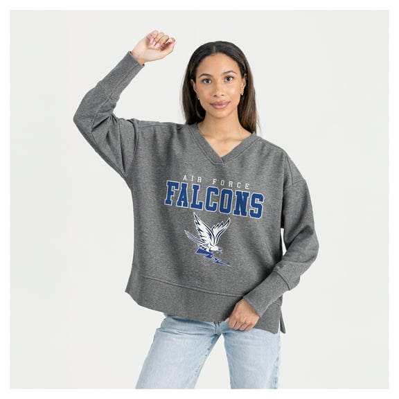 Women's Gameday Couture Gray Air Force Falcons French Terry V-Neck Pullover Sweatshirt