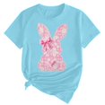 thumbnail image 5 of Flash Deal! T-Shirt Décontracté Imprimé Lapin de Pâques pour Femmes, Col Rond, Manches Courtes, en Solde Bleu Ciel S, 5 of 5