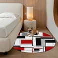 thumbnail image 3 of Red Grey Black Round Area Rug 3.3 FT, Non Slip Small Entryway Kitchen Mat, Irregular Modern Abstract Geometric Washable Soft Circular Rug Non-Shedding Door Mat for Bathroom Playroom Kids Room, 3 of 9