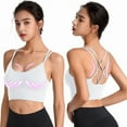 thumbnail image 2 of outfmvch sports bra bras for women cross back sport bras padded strappy criss cross cropped bras for yoga workout fitness low impact bras sports bra high impact white l, 2 of 4
