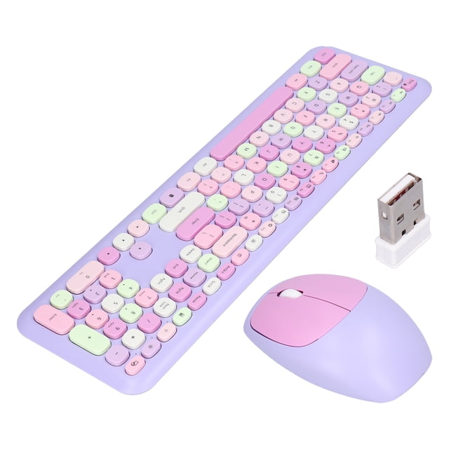 2.4G Combo De Teclado Y Mouse Inalámbrico, 110 Teclas Diseño Retro Ergonómico De Tamaño Completo, Teclas Silenciosas De Silencio, Plug & Play Para
