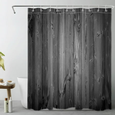 HVEST Farmhouse Grey Wood Shower Curtain Decor,Vintage Western Country Rustic Wood Board Shower Curtains for Bathroom 60X72 inch Polyester Fabric Bathroom Decoration Bath Curtains Hooks Included