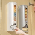 thumbnail image 4 of Plastic Bag Holder Wall Mount Trash Bag Dispenser Kitchen Grocery Bag Storage Organizer Sundries Container with Lid(S,white), Small, AM17CD0G58IUS, 4 of 7