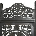 thumbnail image 6 of DecMode 80" x 72" Black Wood Floral Handmade Foldable Partition Carved 4 Panel Room Divider Screen, 1-Piece, 6 of 13