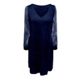 thumbnail image 5 of DHFJKG Women Dresses Glitter V Neck Solid Color Mini Dress Mesh Sheer Long Sleeve Loose Soft Tunic Carnival Clubwear Versatile Dresses, 5 of 5