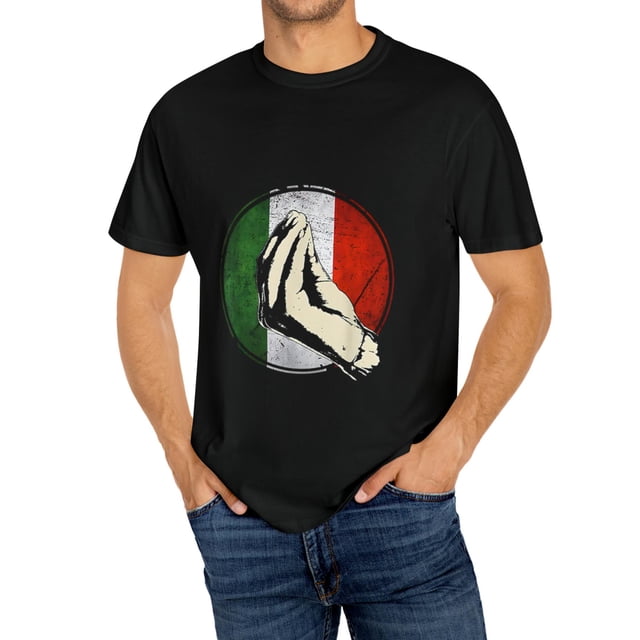 T-Shirt Décontracté en Coton pour Hommes - Manches Courtes, Col Rond avec Design Unique de Mains Priantes Parfait pour l'Été et les Activités Extérieures, T-Shirts, Design de Mains Priantes, Tee-Shirt d'Activités Extérieures pour Adultes, m