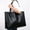 Black, variant on Large Capacity Vintage PU Leather Tote for Women Office Everyday Handbag(Yellow Brown )