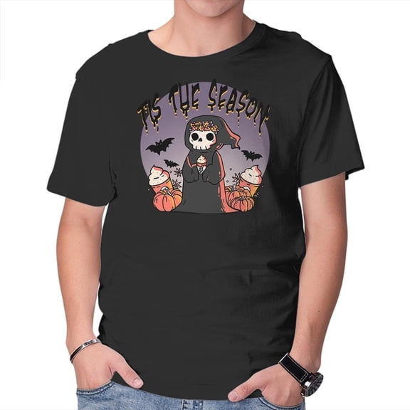TeeFury Men’s Graphic T-shirt Pumpkin Spice Season - Halloween | Skeleton | Black | Small