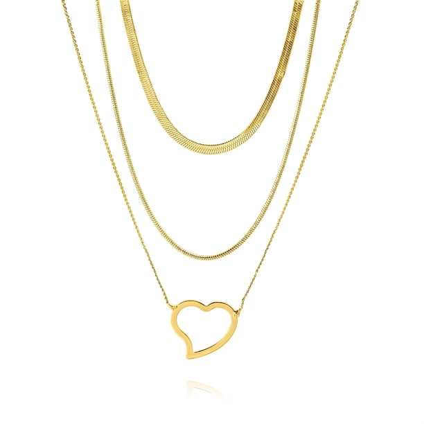 Collares Multicapa JeenMata con Colgante de Corazón Abierto